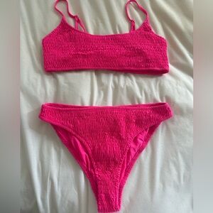 Hot Pink Textured Bikini Set